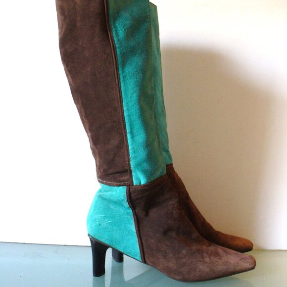 70s Disco VTG Suede Bob Mackie color block boots Cher 8 hippie boho y2k 80s 90s - Picture 9 of 10